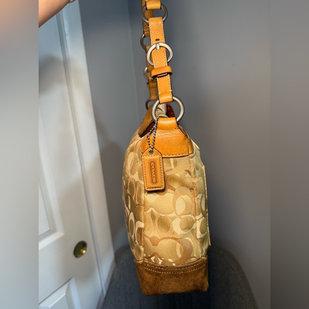 Coach Chelsea Hobo 10143 Signature Bag —Suede Trim, Satin Scarf,Original Hangtag - Picture 4 of 11